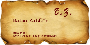 Balan Zalán névjegykártya